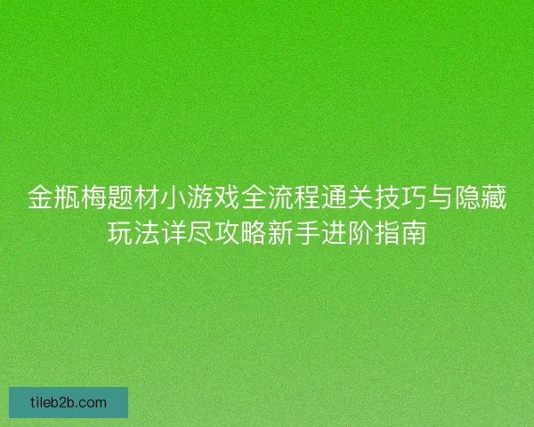 金瓶梅题材小游戏全流程通关技巧与隐藏玩法详尽攻略新手进阶指南