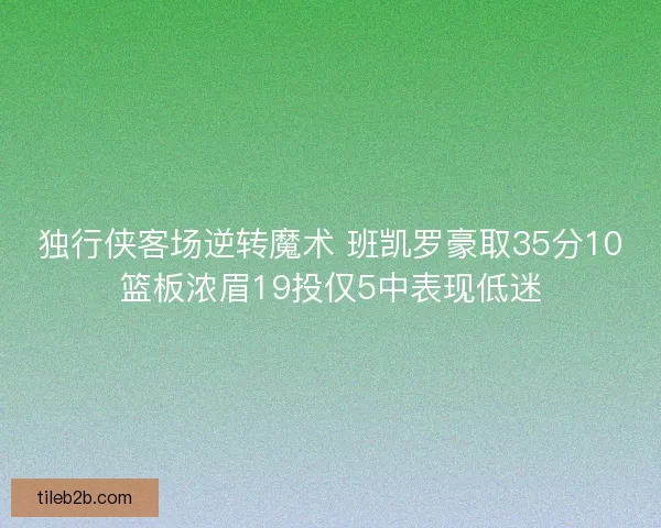 独行侠客场逆转魔术 班凯罗豪取35分10篮板浓眉19投仅5中表现低迷