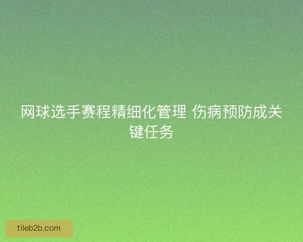 网球选手赛程精细化管理 伤病预防成关键任务