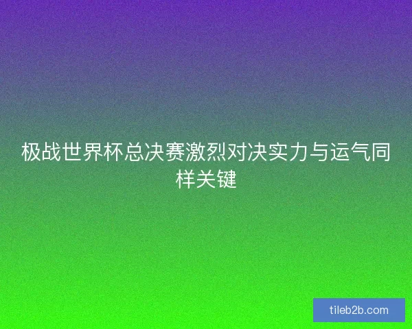 极战世界杯总决赛激烈对决实力与运气同样关键