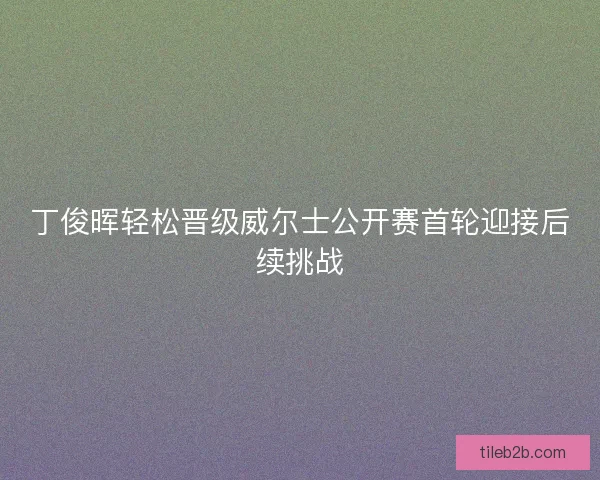 丁俊晖轻松晋级威尔士公开赛首轮迎接后续挑战