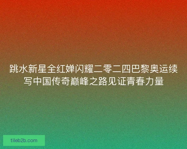 跳水新星全红婵闪耀二零二四巴黎奥运续写中国传奇巅峰之路见证青春力量
